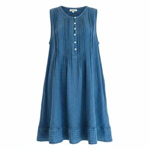 NWT Faherty Women's Isha Indigo Dress Sleeveless Pintuck Dress Size M
